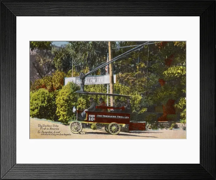 Framed Print : Trackless trolley, Laurel Canyon, California, USA Framed Print : Trackless trolley, Laurel Canyon, California, USA