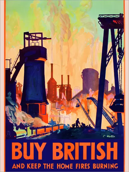 Patriotic poster, Buy British, keep the home fires burning