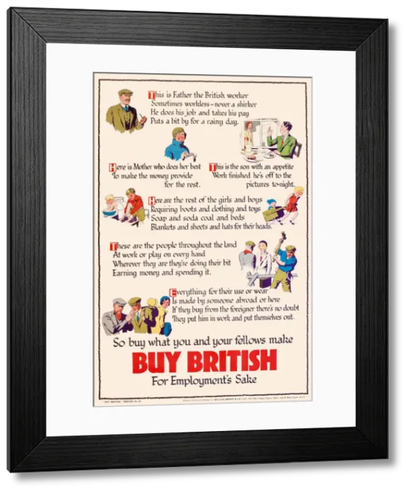 Framed Print : Patriotic poster, Buy British - What you & your fellows make Framed Print : Patriotic poster, Buy British - What you & your fellows make