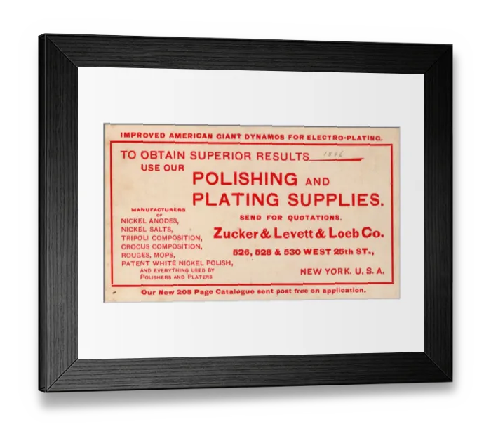 Framed Print : Advert, polishing and plating supplies, New York City, USA Framed Print : Advert, polishing and plating supplies, New York City, USA