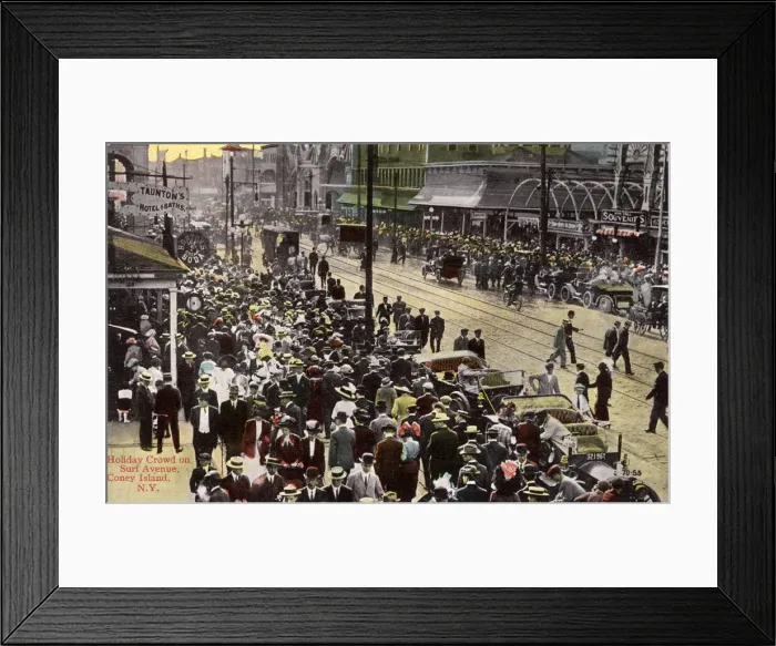 Framed Print : Holiday crowd on Surf Avenue, Coney Island, New York, USA Framed Print : Holiday crowd on Surf Avenue, Coney Island, New York, USA