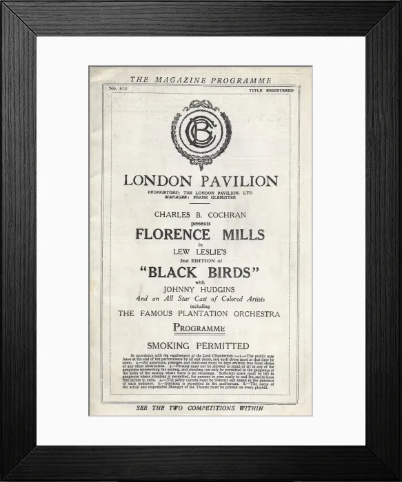 Framed Print : Florence Mills programme for Black Birds - London Pavilion Framed Print : Florence Mills programme for Black Birds - London Pavilion