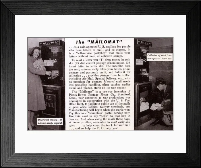 Framed Print : Mailomat coin-operated mailbox, USA Framed Print : Mailomat coin-operated mailbox, USA