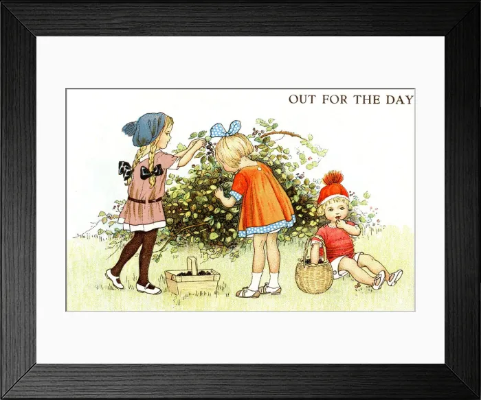 Framed Print : Children picking blackberries Framed Print : Children picking blackberries