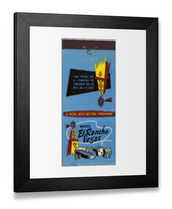 Framed Print : Matchbook, Hotel El Rancho, Las Vegas, Nevada, USA Framed Print : Matchbook, Hotel El Rancho, Las Vegas, Nevada, USA