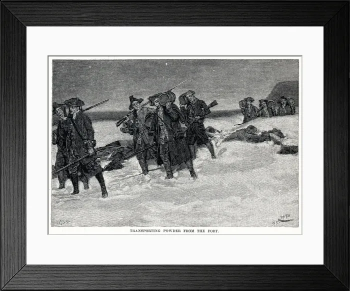 Framed Print : Rebels carrying powder from Fort William and Mary Framed Print : Rebels carrying powder from Fort William and Mary