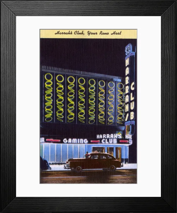 Framed Print : Harrahs Club at night, Virginia Street, Reno, Nevada, USA Framed Print : Harrahs Club at night, Virginia Street, Reno, Nevada, USA