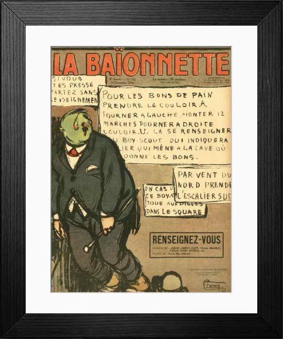 Framed Print : Front cover, La Baionnette, WW1 Framed Print : Front cover, La Baionnette, WW1
