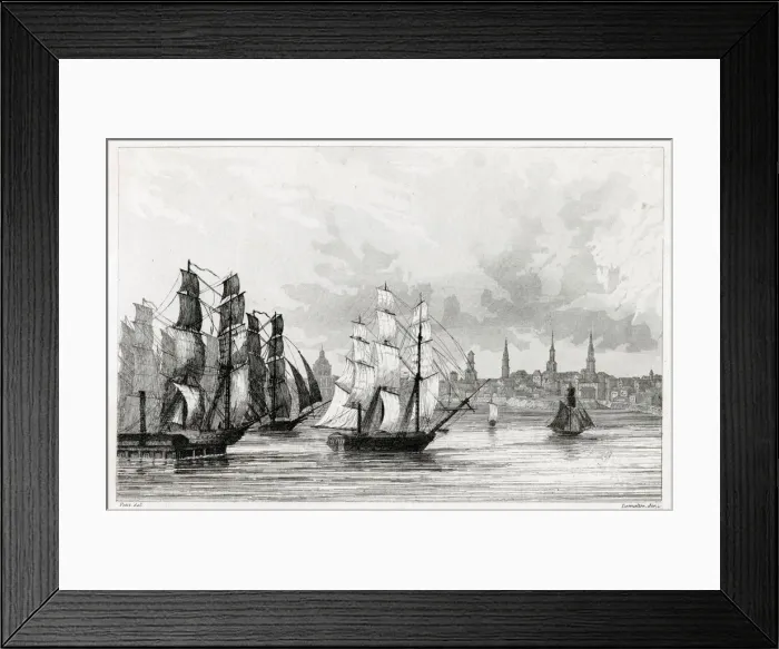 Framed Print : America - British Fleet Leaves Boston Framed Print : America - British Fleet Leaves Boston