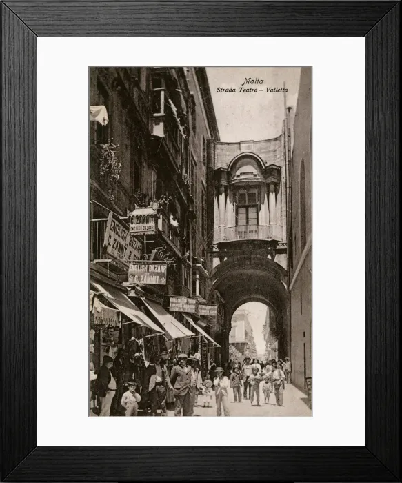 Framed Print : Street scene and Strada Theatre, Valletta, Malta Framed Print : Street scene and Strada Theatre, Valletta, Malta