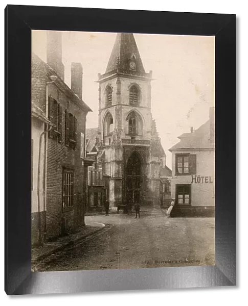 Church with clock tower, Gamaches, Somme, France