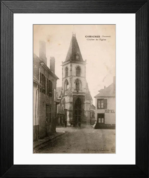 Framed Print : Church with clock tower, Gamaches, Somme, France Framed Print : Church with clock tower, Gamaches, Somme, France