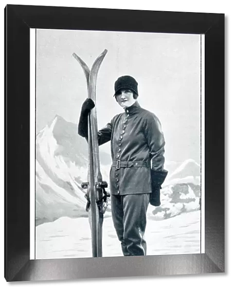 Model wearing skiing coat 1928