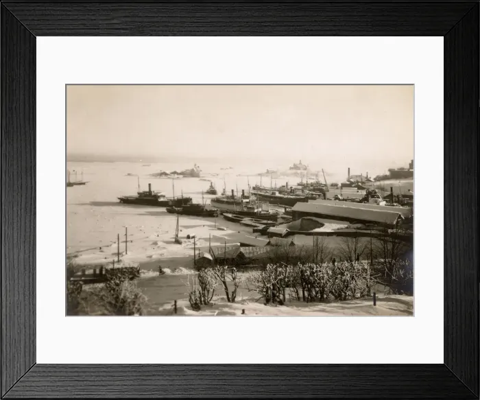 Framed Print : Ships in ice-bound harbour, Helsinki, Finland Framed Print : Ships in ice-bound harbour, Helsinki, Finland