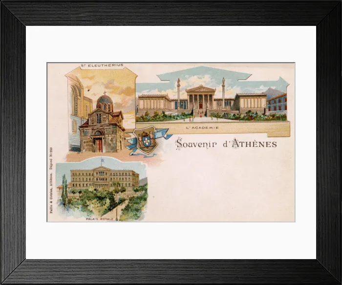 Framed Print : Souvenir card of Athens, Greece Framed Print : Souvenir card of Athens, Greece