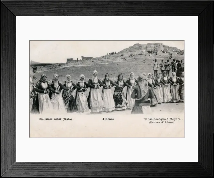 Framed Print : Women dancing at Megara, near Athens, Greece