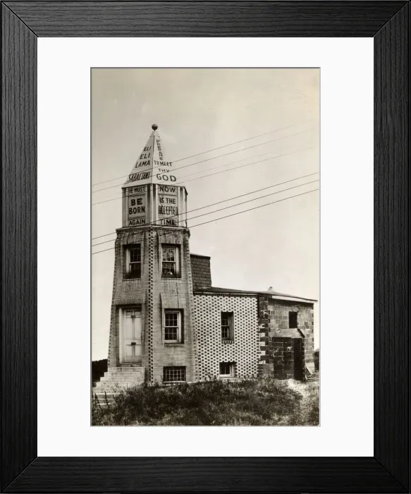 Framed Print : Tower building with evangelical message, North America Framed Print : Tower building with evangelical message, North America
