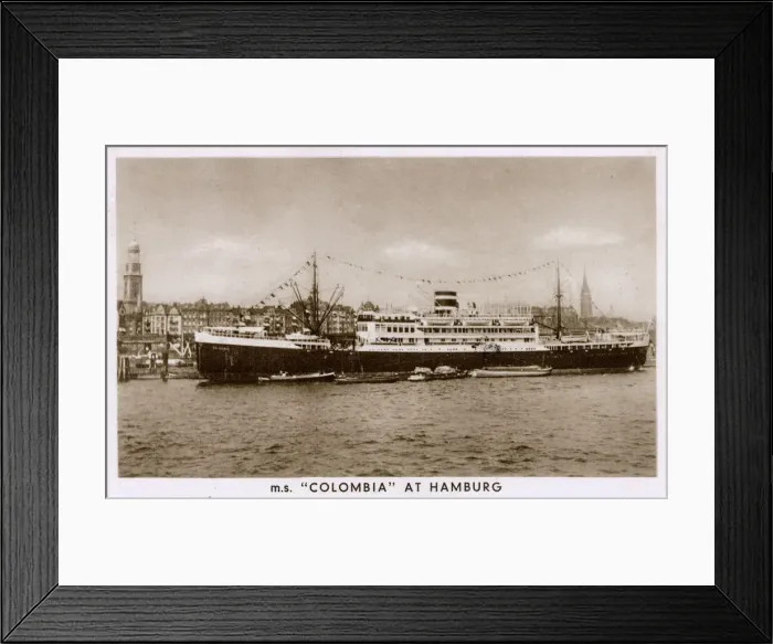 Framed Print : MS Colombia, Dutch Line ship, at Hamburg, Germany Framed Print : MS Colombia, Dutch Line ship, at Hamburg, Germany