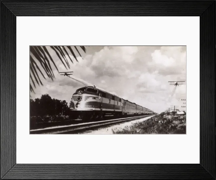 Framed Print : Henry M Flagler Streamliner train approaching Miami, USA Framed Print : Henry M Flagler Streamliner train approaching Miami, USA