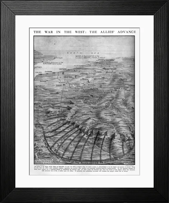 Framed Print : WW1 - The War in the West - The Allies Advance - 1914 Framed Print : WW1 - The War in the West - The Allies Advance - 1914