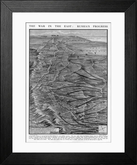 Framed Print : WW1 - The War in the East - Russias progress - 1914 Framed Print : WW1 - The War in the East - Russias progress - 1914