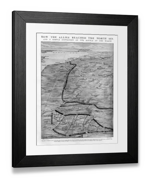 Framed Print : WW1 - How Allies reached the North Sea - Battle of the Marne Framed Print : WW1 - How Allies reached the North Sea - Battle of the Marne