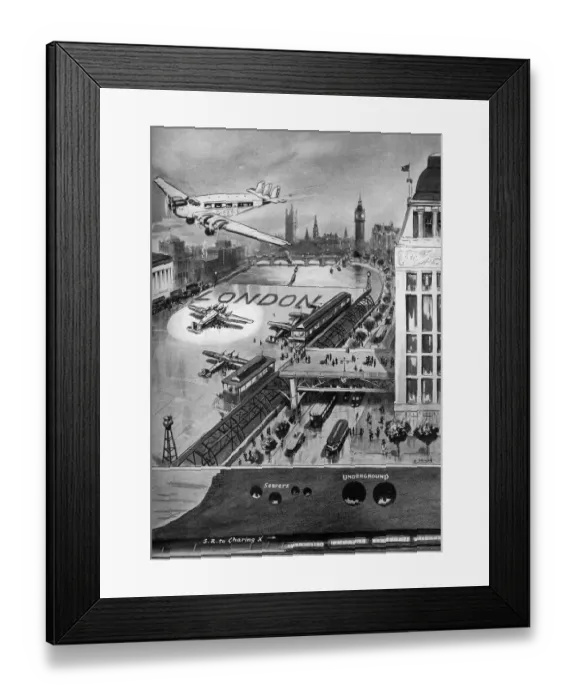 Framed Print : Idea for an air port on the Thames, London 1940 Framed Print : Idea for an air port on the Thames, London 1940
