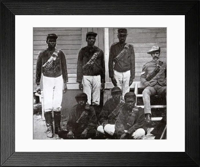 Framed Print : Mounted aborigine police with white officer, Queensland Framed Print : Mounted aborigine police with white officer, Queensland