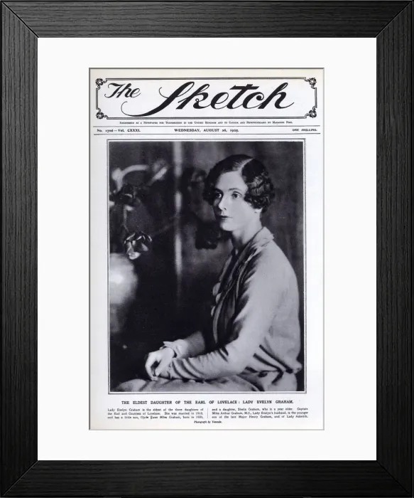 Framed Print : Sketch cover - Lady Evelyn Graham by Madame Yevonde Framed Print : Sketch cover - Lady Evelyn Graham by Madame Yevonde