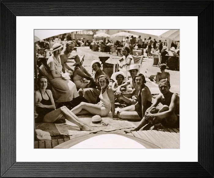 Framed Print : Society on the beach at Biarritz Framed Print : Society on the beach at Biarritz