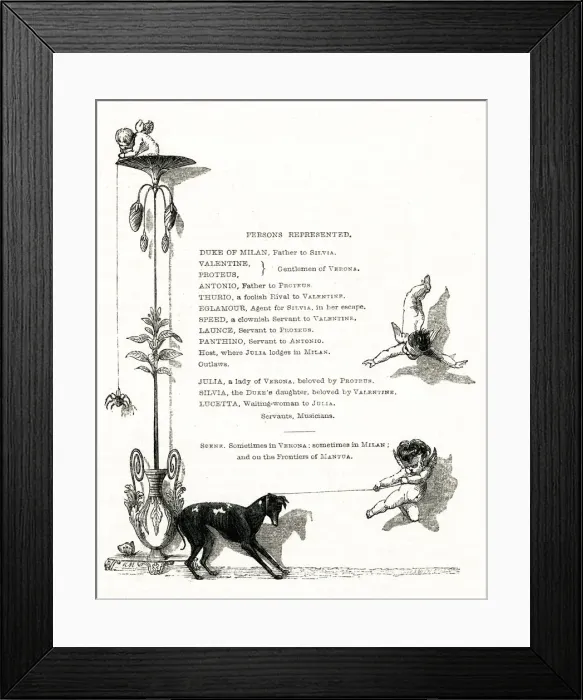 Framed Print : Illustration, Two Gentlemen of Verona, William Shakespeare Framed Print : Illustration, Two Gentlemen of Verona, William Shakespeare