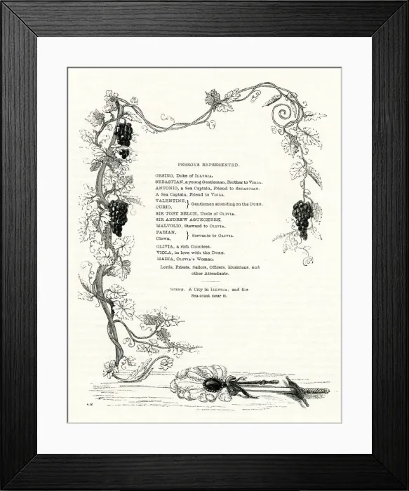 Framed Print : Illustration, Twelfth Night, by William Shakespeare Framed Print : Illustration, Twelfth Night, by William Shakespeare