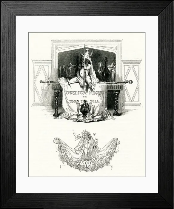 Framed Print : Illustration, Twelfth Night, by William Shakespeare Framed Print : Illustration, Twelfth Night, by William Shakespeare