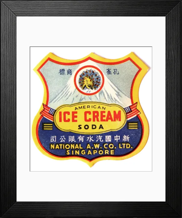 Framed Print : Chinese Ice Cream Soda drink label from Singapore Framed Print : Chinese Ice Cream Soda drink label from Singapore