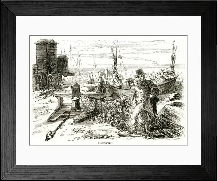 Framed Print : Hastings - fishermen 1857 Framed Print : Hastings - fishermen 1857