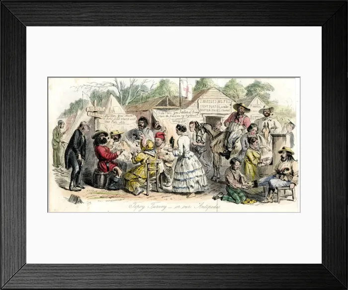 Framed Print : Cartoon, Australia - Topsy Turvey or our Antipodes Framed Print : Cartoon, Australia - Topsy Turvey or our Antipodes