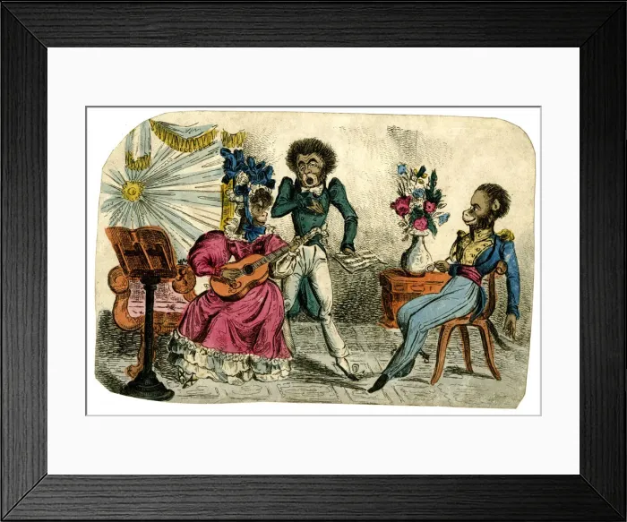 Framed Print : Cartoon, Monkey Soiree Framed Print : Cartoon, Monkey Soiree