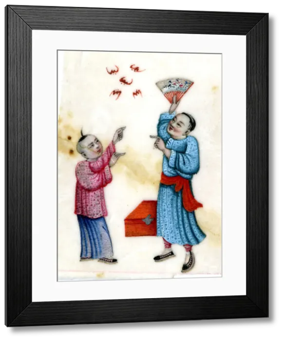 Framed Print : Chinese Rice Paper Drawing - New Year Celebration Framed Print : Chinese Rice Paper Drawing - New Year Celebration
