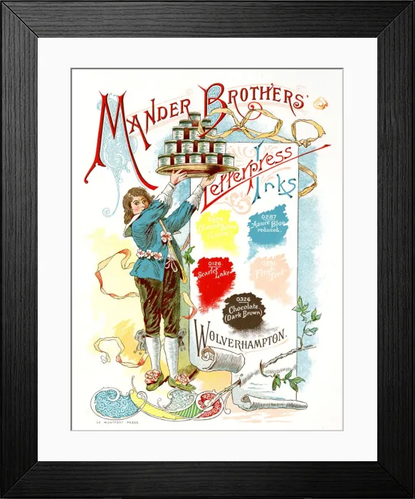 Framed Print : Advert, Mander Brothers, Wolverhampton, Letterpress Inks Framed Print : Advert, Mander Brothers, Wolverhampton, Letterpress Inks