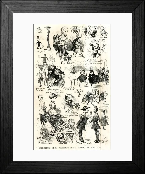 Framed Print : Sketches of people at Boulogne, France Framed Print : Sketches of people at Boulogne, France