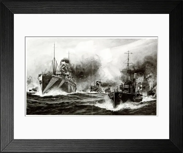 Framed Print : Warships transport American troops to Europe, WW1 Framed Print : Warships transport American troops to Europe, WW1