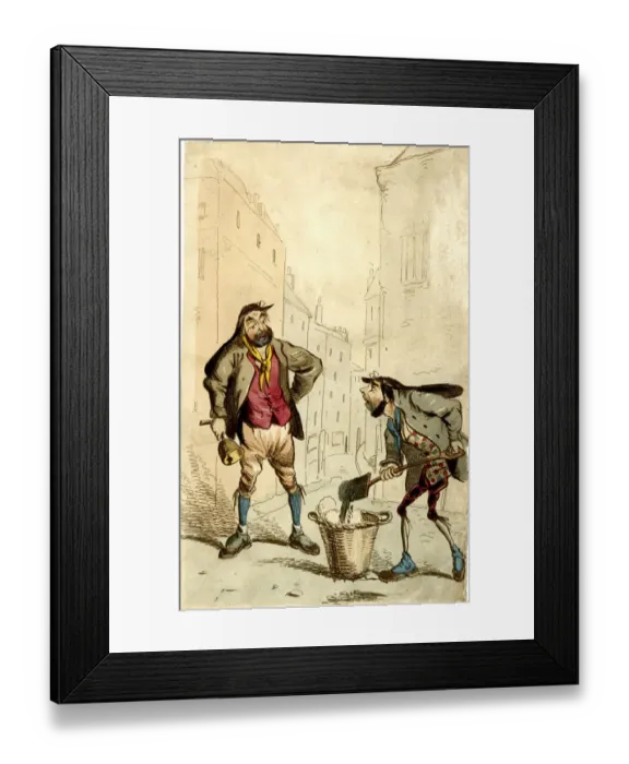 Framed Print : Cartoon, two street cleaners Framed Print : Cartoon, two street cleaners
