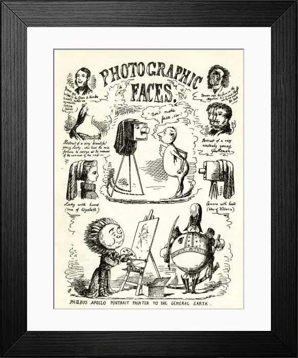 Framed Print : Cartoon, Photographic Faces by Cuthbert Bede Framed Print : Cartoon, Photographic Faces by Cuthbert Bede