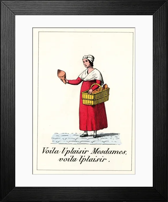 Framed Print : Cries of Paris - street trader with basket Framed Print : Cries of Paris - street trader with basket