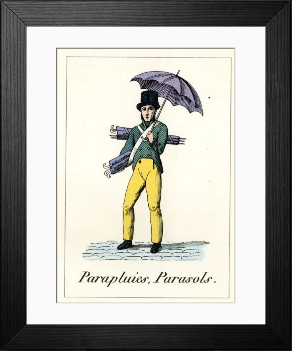 Framed Print : Cries of Paris - seller of umbrellas and parasols Framed Print : Cries of Paris - seller of umbrellas and parasols