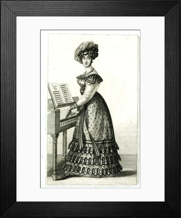 Framed Print : Woman playing a harpsichord or piano Framed Print : Woman playing a harpsichord or piano
