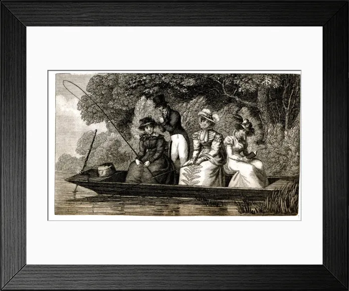 Framed Print : Women fishing from a punt Framed Print : Women fishing from a punt