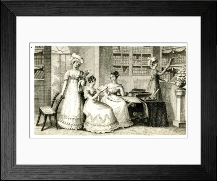 Framed Print : Ladies reading books in a library Framed Print : Ladies reading books in a library