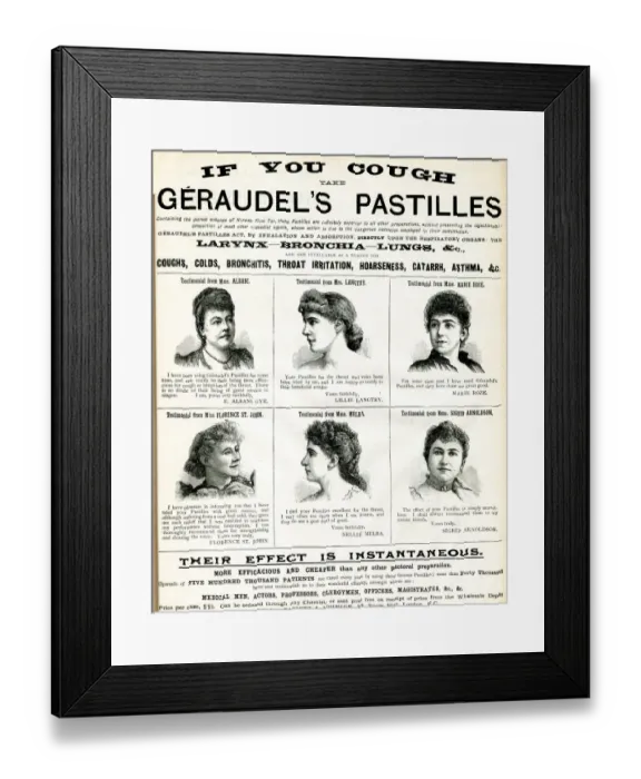 Framed Print : Advertisement for Geraudels Pastilles Framed Print : Advertisement for Geraudels Pastilles