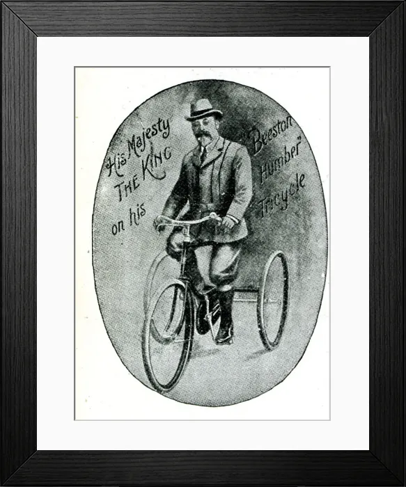 Framed Print : King Edward VII on his Beeston Humber Tricycle Framed Print : King Edward VII on his Beeston Humber Tricycle